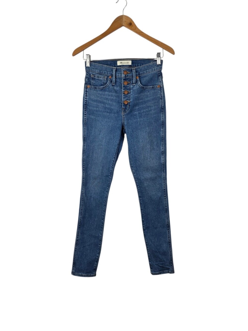 Madewell 10" High Rise Skinny Jeans Denim Women's Size 25 Button Front Stretchy